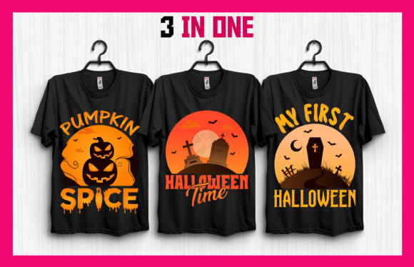 Halloween T-shirt Design Bundle Crafts: Graphics & Print Templates